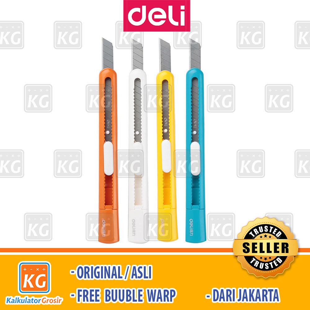 Cutter DELI Kecil 4 warna SK5 - E2025 Isi Cutter ISI CUTTER KECIL DELI SK-5 30 DERAJAT REFILL PISAU CUTTER A-100 ISI 10 MATA PISAU KECIL si Pisau Cutter DELI Runcing (30 derajat) SK5