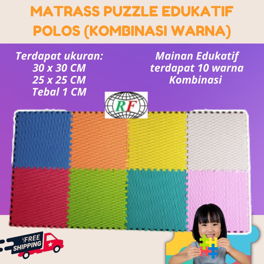 Matras Puzzle Karpet lantai Karpet Puzzle 30x30x1cm Alas Bermain Anak Kombinasi Warna