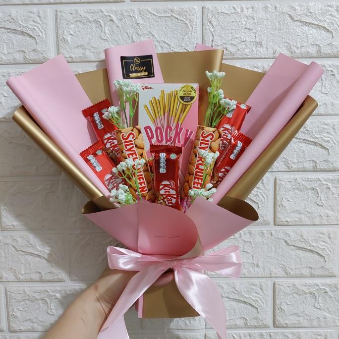 Snack Bouquet Premium Wrap / Bucket Buket Bunga Coklat / Hadiah Wisuda