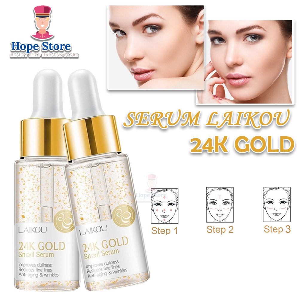 Hope Store - Laikou Emas 24k Serum Essence Serum Siput Anti Penuaan Menghilangkan Kerutan Pada Wajah