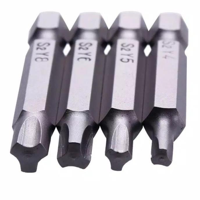 Kualitas terbaik] 4PCS Mata Obeng Y Bintang 3 Tiga | Hex Shank Y Torx Bits