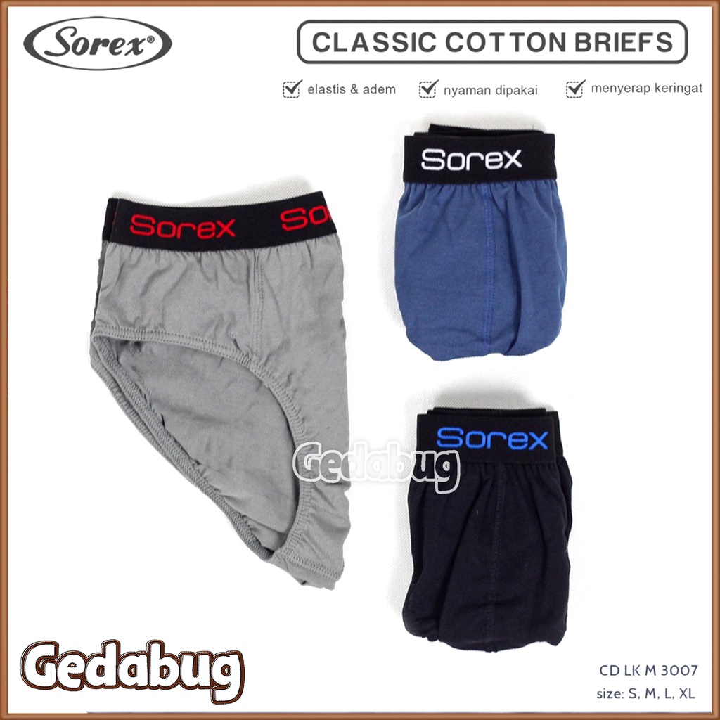 3 Pcs - CD Pria dewasa Sorex M3007 | Celana dalam pria dewasa Mens Brief | Gedabug