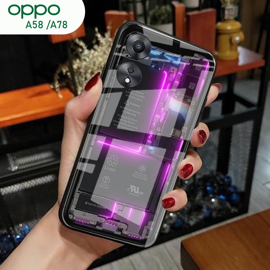 (S16) Case  Glass OPPO A58 A78 - casing Terbaru handphone - OPPO A58 A78  - pelindung handphone - OP
