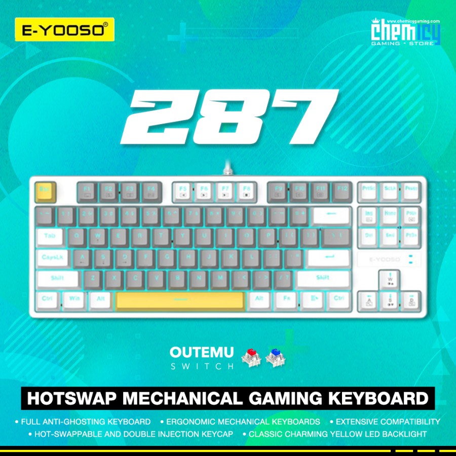 E-YOOSO Z87 / Z-87 TKL Monochrome Hotswap Mechanical Gaming Keyboard