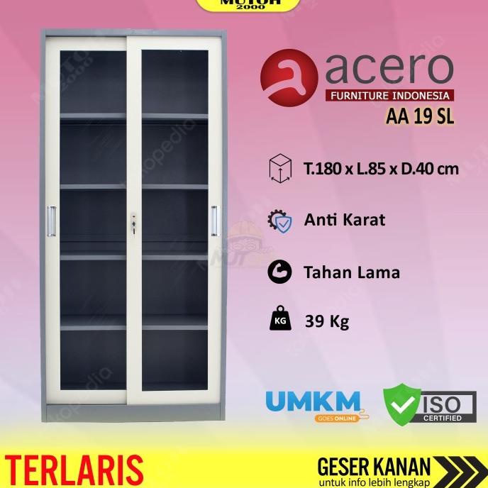 

Terbaru Acero Aa-19Sl Lemari Arsip Besi Full Plat Pintu Sliding Kaca Sale