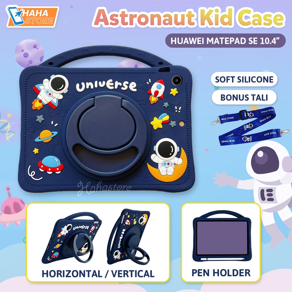 Huawei MatePad SE 10.4 inch 2022 Softcase Kartun Anak Case Astronot Slot Pencil Casing Cover Stand S