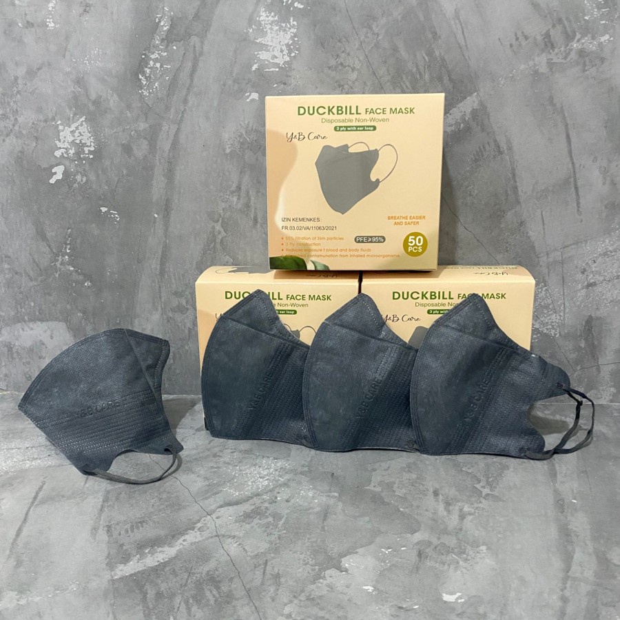 Masker Duckbill Y&B Care Hitam Putih Isi 50 Pcs