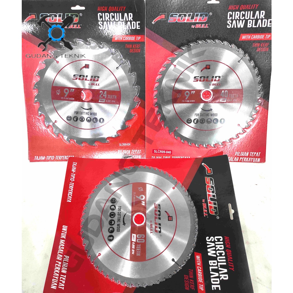 (SILVER) SOLID Mata Pisau Kayu Circular Saw 9&quot; 24T 40T 60T TIPIS SILVER SOLID / Mata Gergaji Circle 9 Inch Circular Saw Blade 9&quot;x24T 9&quot;x40T 9&quot;x60T