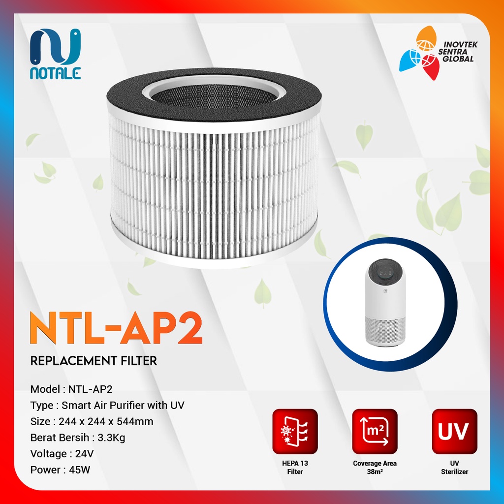 Notale Replacement HEPA13 Filter for Notale Air Purifier Toza Plus