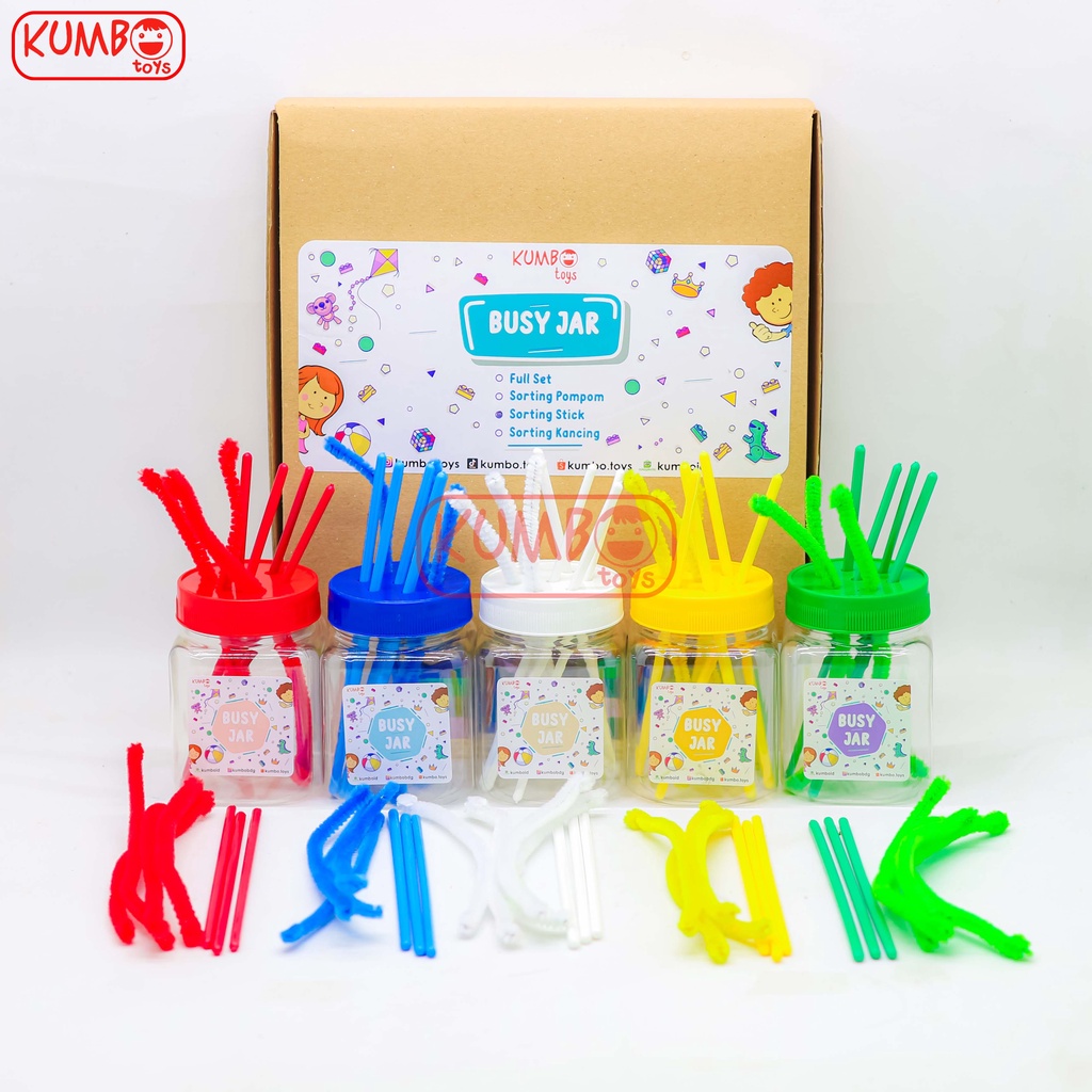 Mainan Montessori Busy Jar Fine Motoric Play Sorting