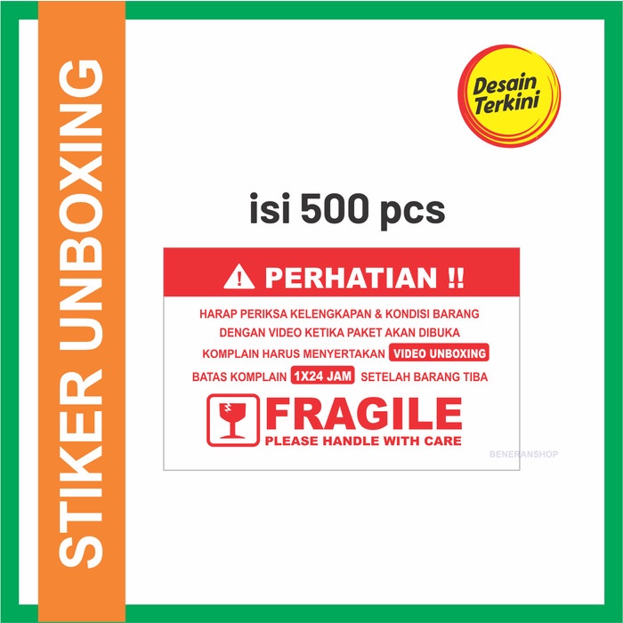 

Terlaris Label Sticker Fragile Wajib Video Unboxing Stiker 8X5 Cm Isi 500