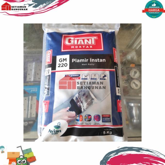 ] Plamir Instan GIANT Mortar 220 Acian Tembok Dinding Semen Instan 5 KG