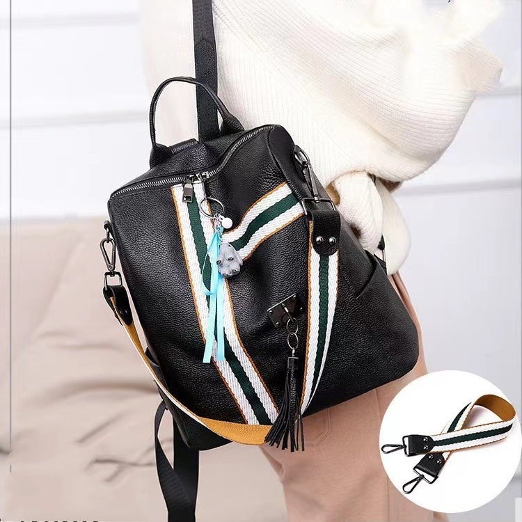 TAS RANSEL WANITA BACKPACK BESAR IMPORT KEKINIAN PREMIUM BRANDED GENDONG PUNGGUNG KERJA KULIAH CEWEK BATAM REMAJA KULIT HITAM SANTOSILA TA768B5 SEKOLAH KOREA MURAH