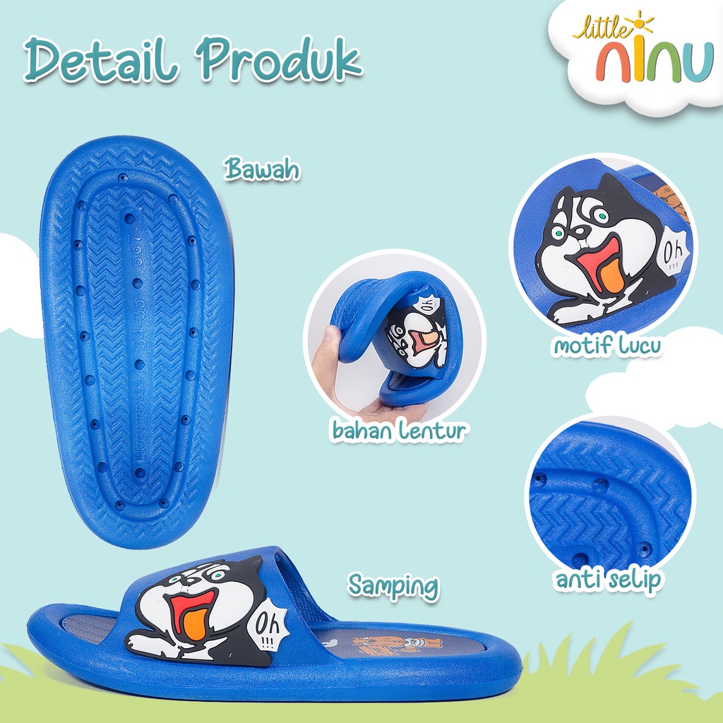 LITTLE NINU Sandal Jelly Anak Slip On Slipper Karakter Puppy