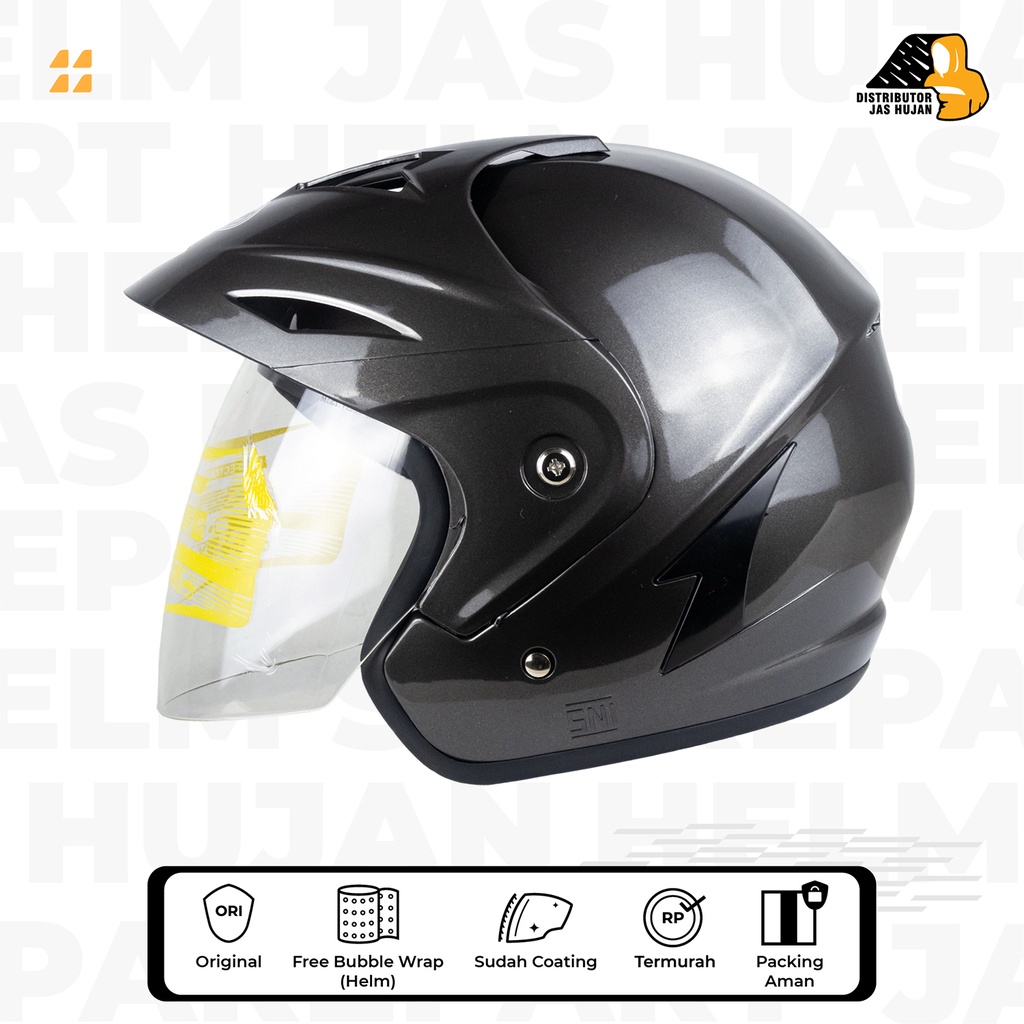 Helm Ukuran Besar XL XXL Gunmetal Glossy