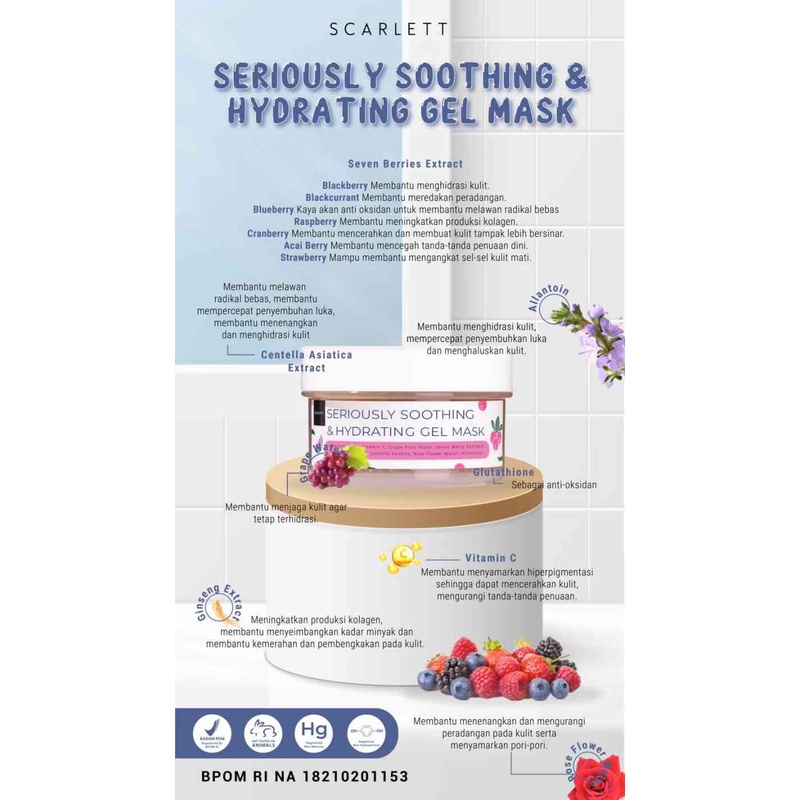 SCARLLET Herbalism Mugwort Mask I Seriously Soothing &amp; Hydrating Gel Mask masker wajah 100 gr