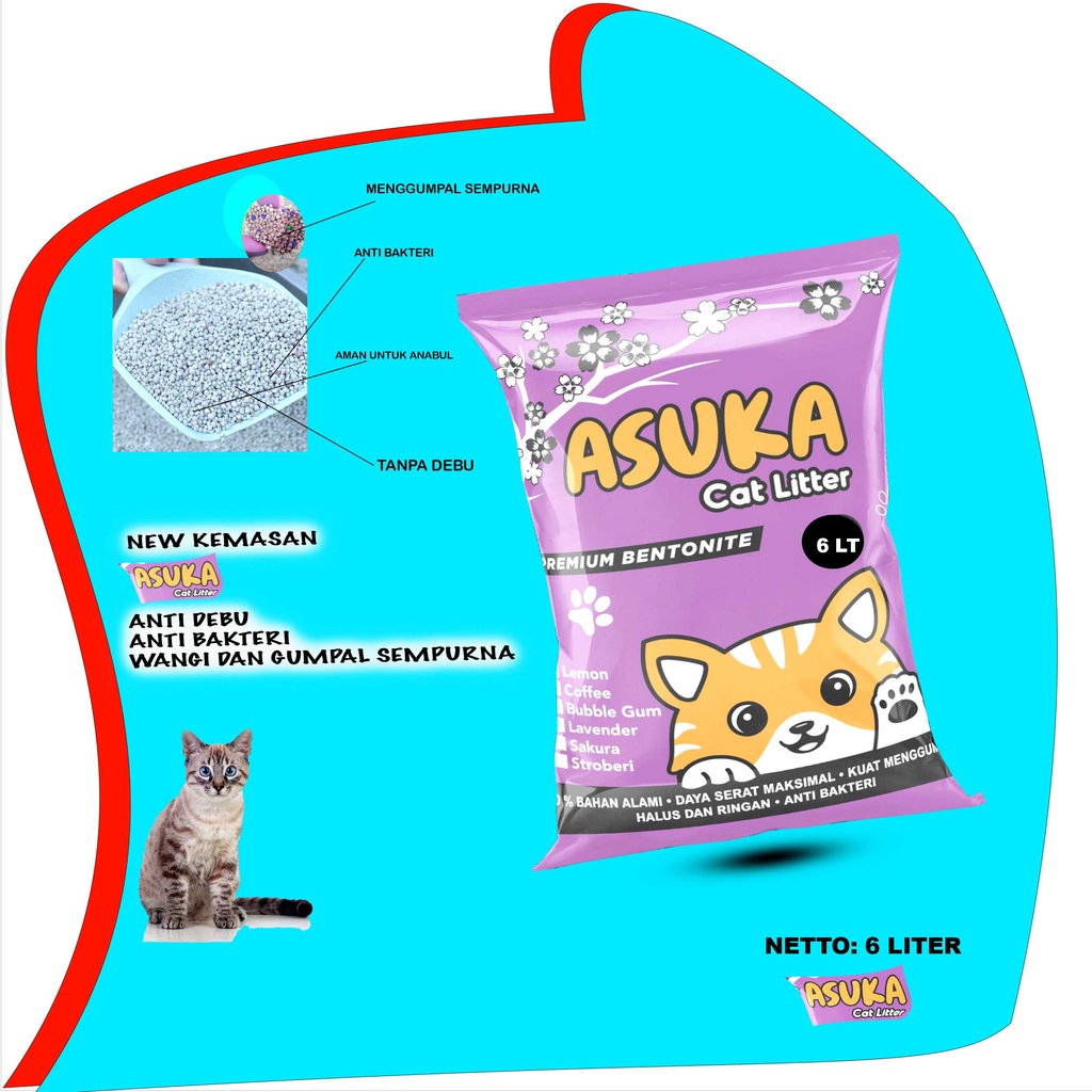 6 LITER Pasir Kucing Gumpal Wangi merk ASUKA aroma