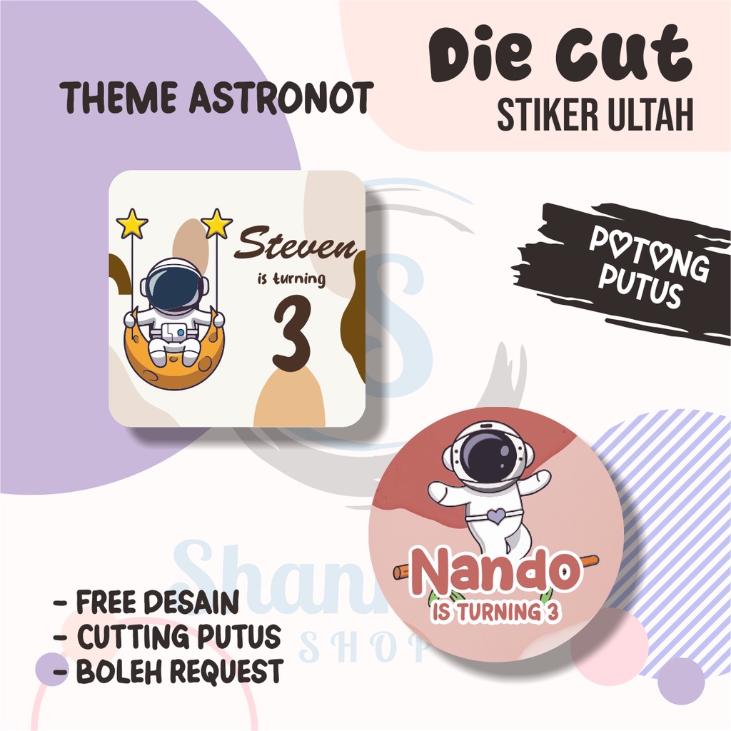 

Stiker Label Ulang Tahun THEME ASTRONOT / Stiker Ulang Tahun Bahan Chromo / Stiker Ultah Murah