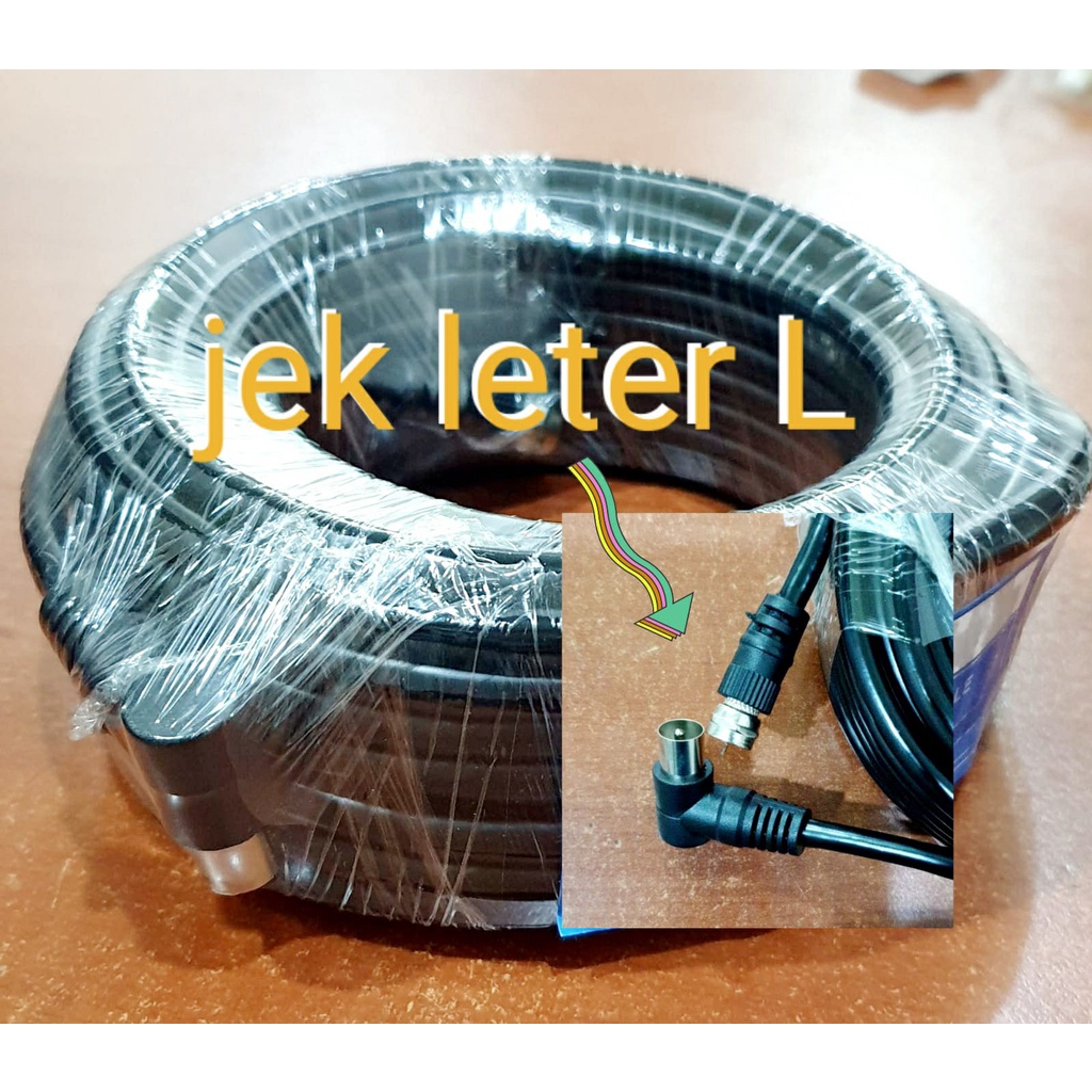 Kabel Antena 10 Meter/Antenna Coaxial Cable TV jek leter L