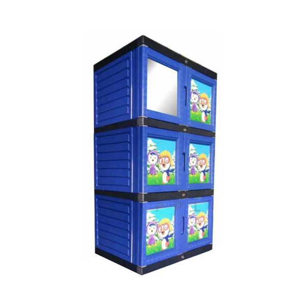 Lemari Ind Flower 03 Kaca / lemari pakaian 3 susun kuat tebal / lemari baju anak / lemari gambar kar