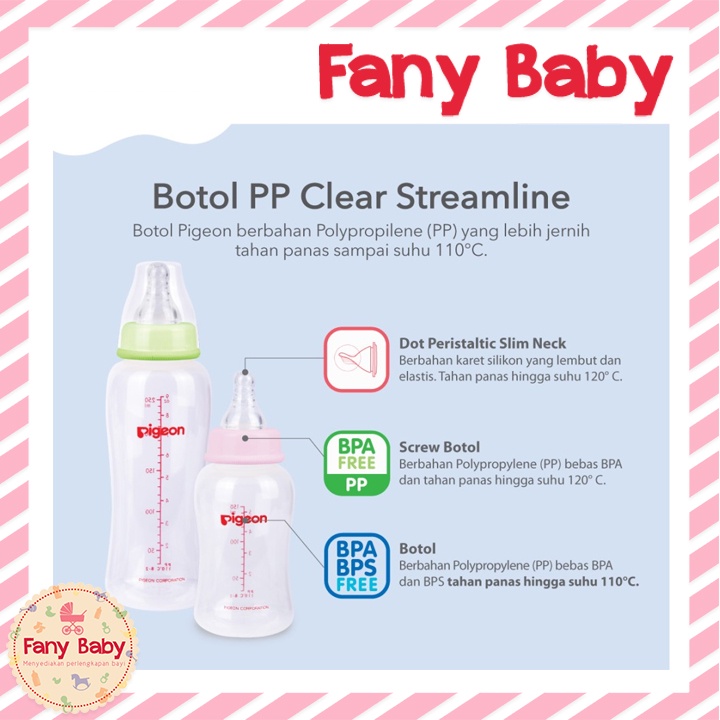 PIGEON BOTTLE PP CLEAR STREAMLINE 250ML