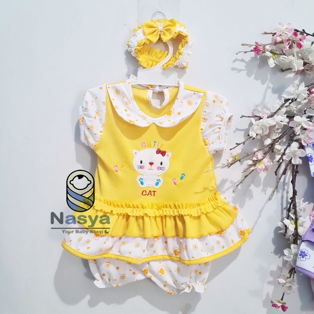 [P-049] Dress Bayi Pita Lucu / dress tali pita bermotif animall (0-6 bulan)