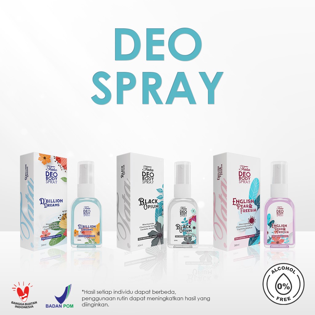 Tata Deo Bio Spray Black Opinium | D'Billion Dreams | English Pear &amp; Feersia 30ml | Deodorant Tata Deo Body Spray membantu mengurangi bau badan dan keringat  yang menganggu