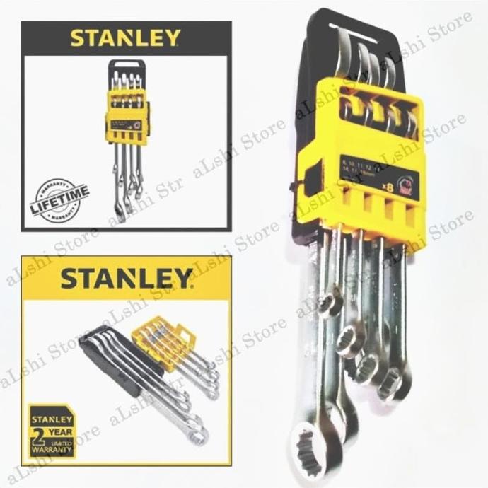 Produk Terbaik] Kunci RingPas PasRing Ring Pas Combination Wrench Set 8pcs Stanley