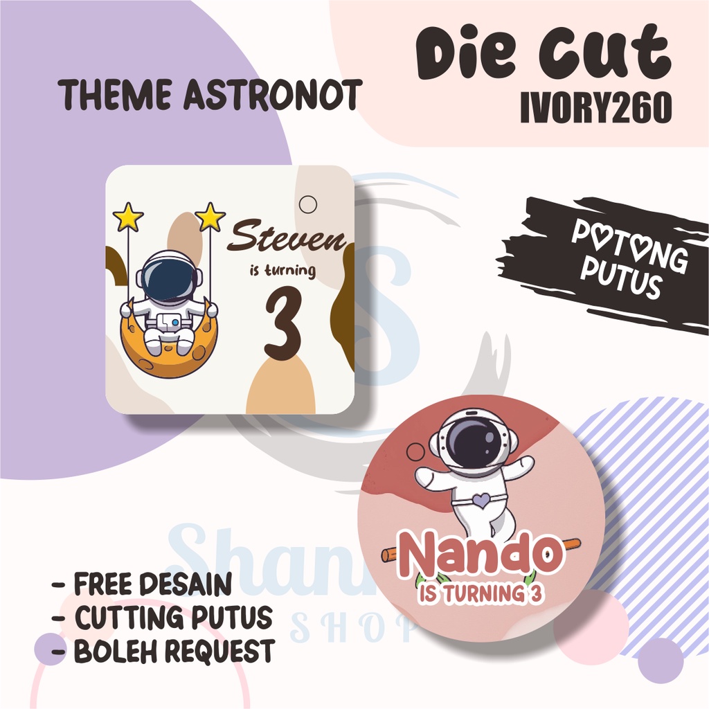 

Tag Bulat Kotak Ulang Tahun THEME ASTRONOT /Tag Label Ulang Tahun / Hangtag Hampers Custom
