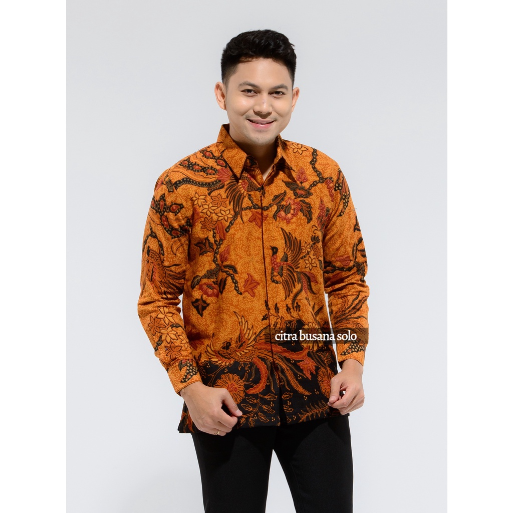 PASREN SOGAN Kemeja Batik Pria Full Furing Bahan Katun Sragenan