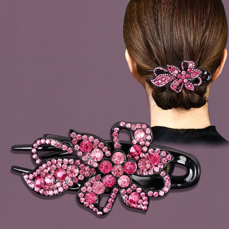 Hair clip Jepit Rambut Mama Rhinestone Kristal Korea Cepol Elegan Bunga Mekar