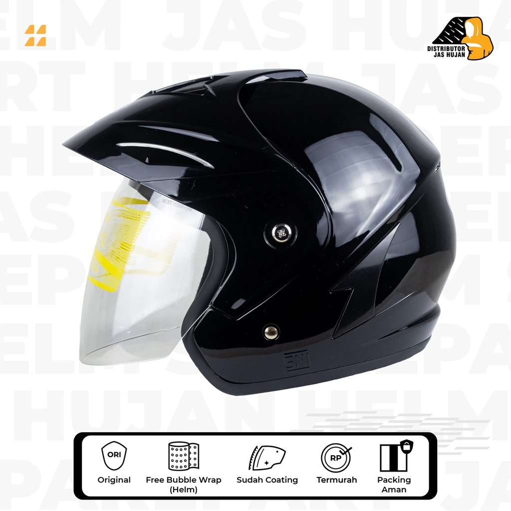 Helm Ukuran Besar XL XXL Black Glossy