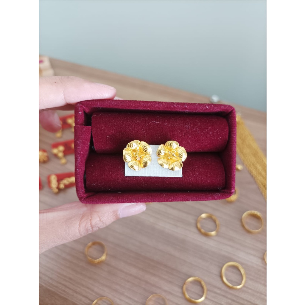 ACC anting fashion wanita/anting bunga mawar/anting emas/anting emas wanita toba 3gram