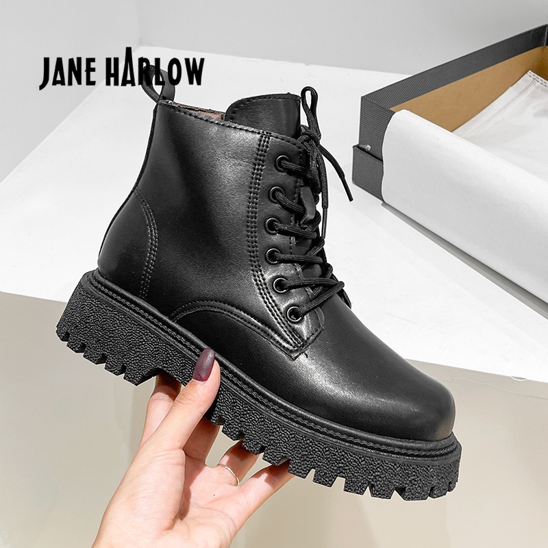 Women Shoes Leather High Boots Jane Harlow Style Sepatu Wanita 5290 (36-40)