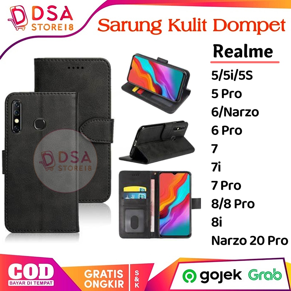 Case Realme 5 Pro / Casing Realme 5i / 5 5S 6 7 7i 8 8i Narzo 20 Pro Leather Case Flip Cover Wallet 