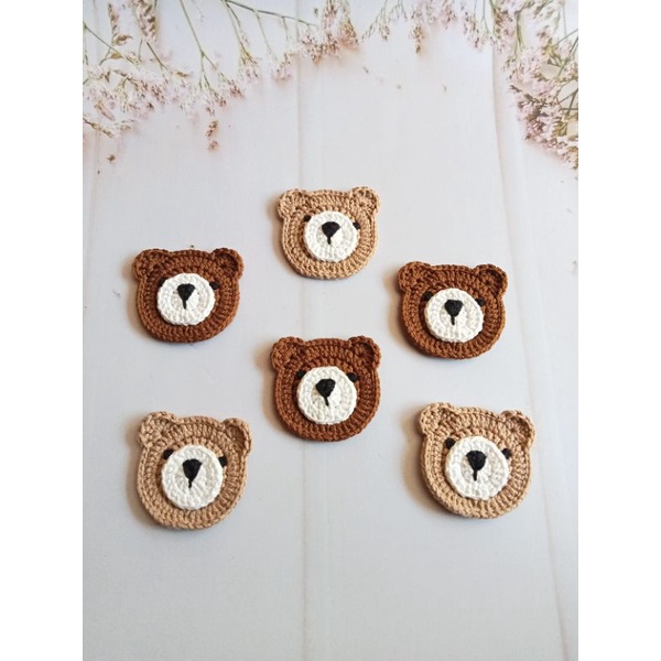 aplikasi boneka|aplikasi rajut|hiasan tempel|beruang|teddy bear|aksesoris|bahankerajinantangan