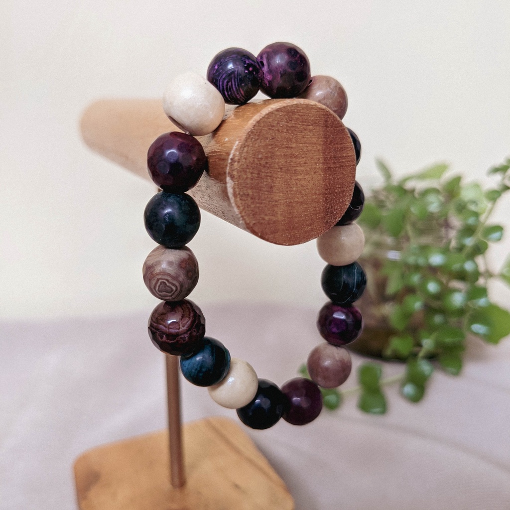 Gelang Batu Alam Agate Kayu Arometrapi Diffuser Essential Oil