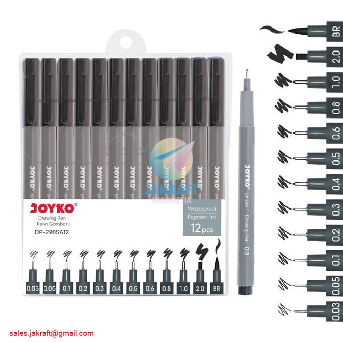 

Terlaris Set 12 Pcs Drawing & Brush Pen Permanent Joyko Dp-298Sa12 Anti Air