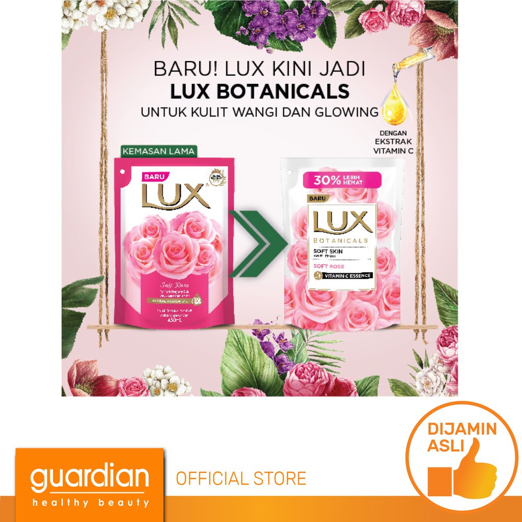 LUX Botanicals Body Wash Soft Rose Refill 400ml
