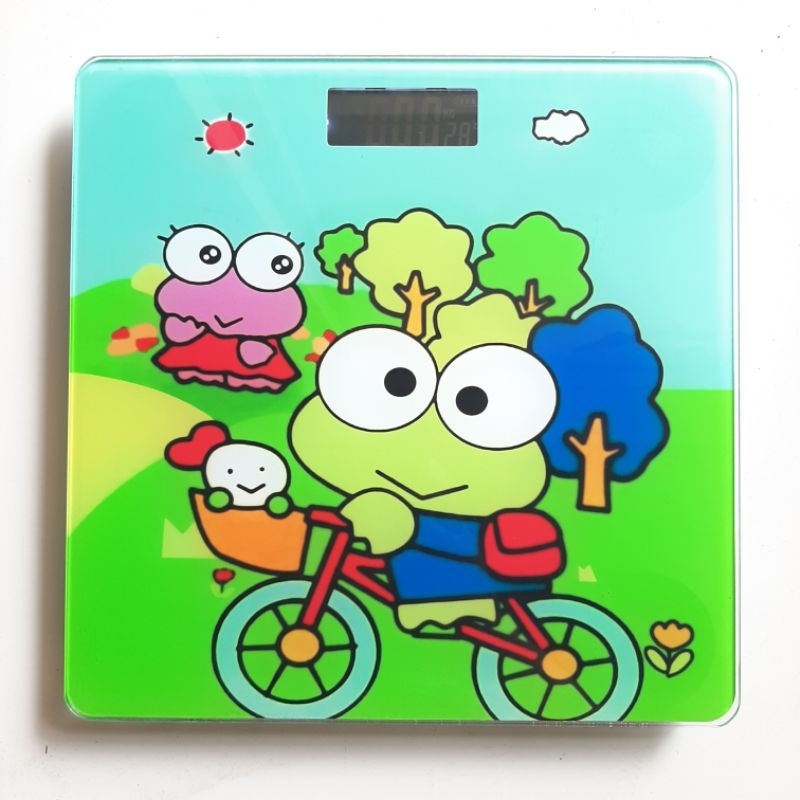 Alat Timbangan Badan Kaca Digital Karakter Doraemon Hello Kitty dan Hitam Polos max 180kg Murah