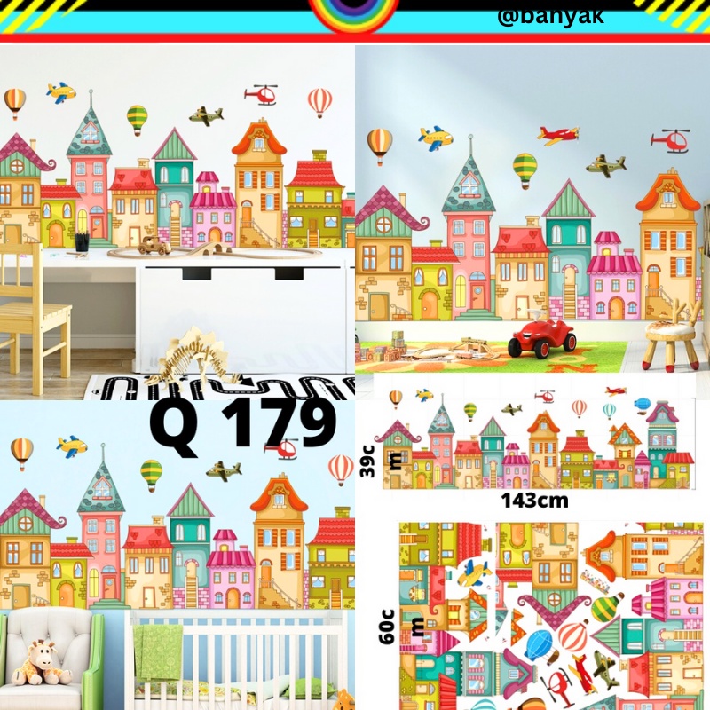 WALL STIKER STICKER SETIKER DINDING MOTIF RUMAH KOTA HOME MINIMALIS DEKORASI RUMAH HIASAN TEMPELAN WALLPAPER WALLSTICKER WALLSTIKER TEMBOK KACA KERAMIK KRAMIK MEJA BELAJAR DEKOR SEKOLAH TAMAN KANAK KANAK ANAK ANAK DECOR WARNA WARNI Q 179 @banyak