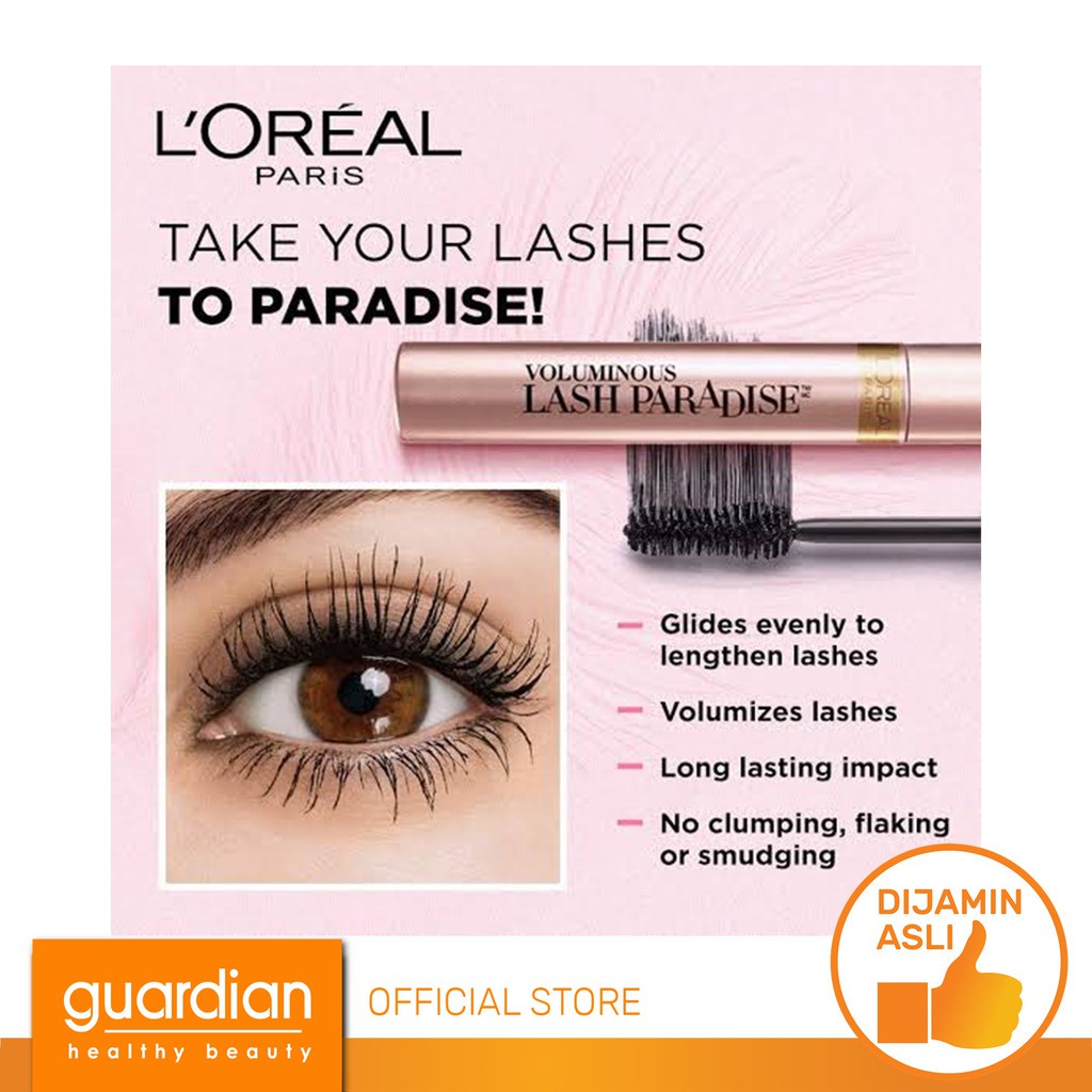 L'OREAL PARIS Voluminous Lash Paradise Waterproof Mascara - Black - Maskara Bulu Mata Lentik Make Up Loreal Tahan Lama