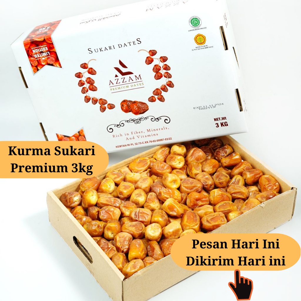 Kurma Sukari Azzam Premium 3kg Kurma Basah Lembut - Sukarri