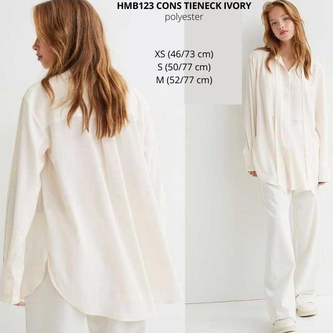 KEMEJA WANITA KEMEJA WANITA MURAH H&M 123 CONS TIENECK IVORY EL09I09A82L