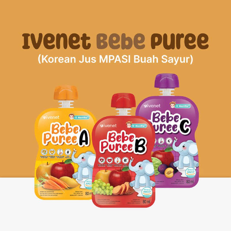 Ivenet Bebe Puree / Korean Jus Mpasi Buah Sayur 80 ml