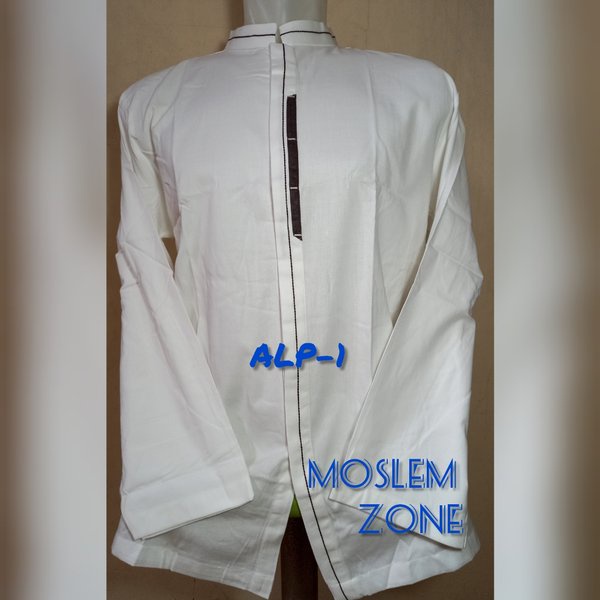 Baju Koko Al-Luthfi Putih Aplikasi Lengan Panjang Alp-1