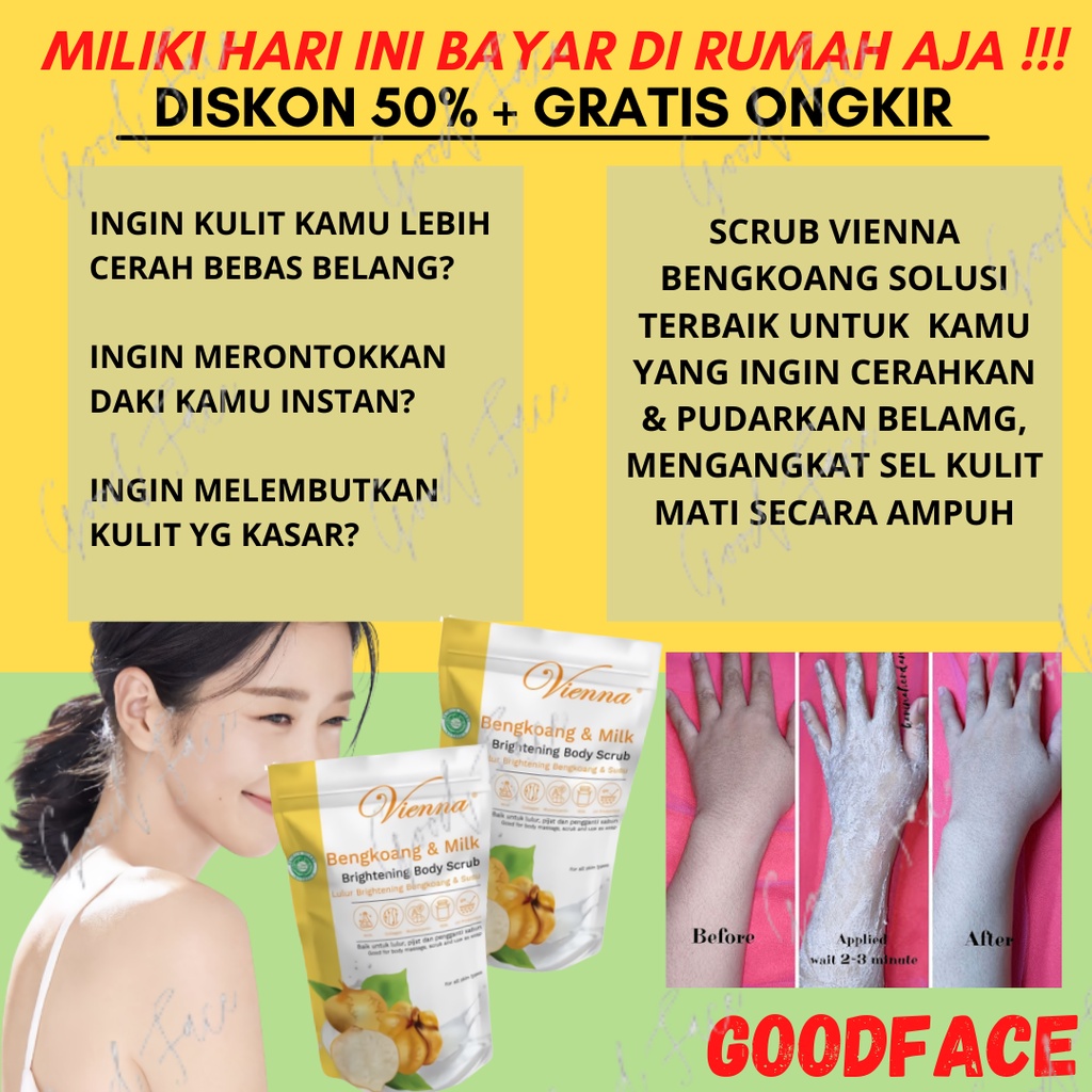 LULUR PEMUTIH BADAN - BODY SCRUB - VIENNA BENGKOANG N MILK WHITENING BODY SCRUB REFFIL 1KG - VIENNA SCRUB