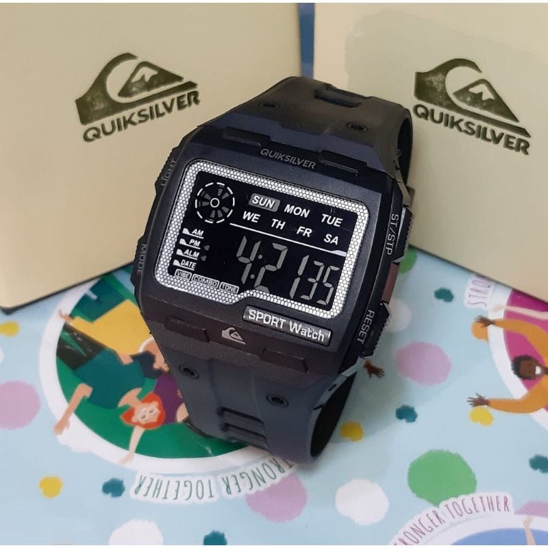 Jam Tangan Pria Quick silver Digital Sport Watch Kotak Panjang Jam Tangan digital LED