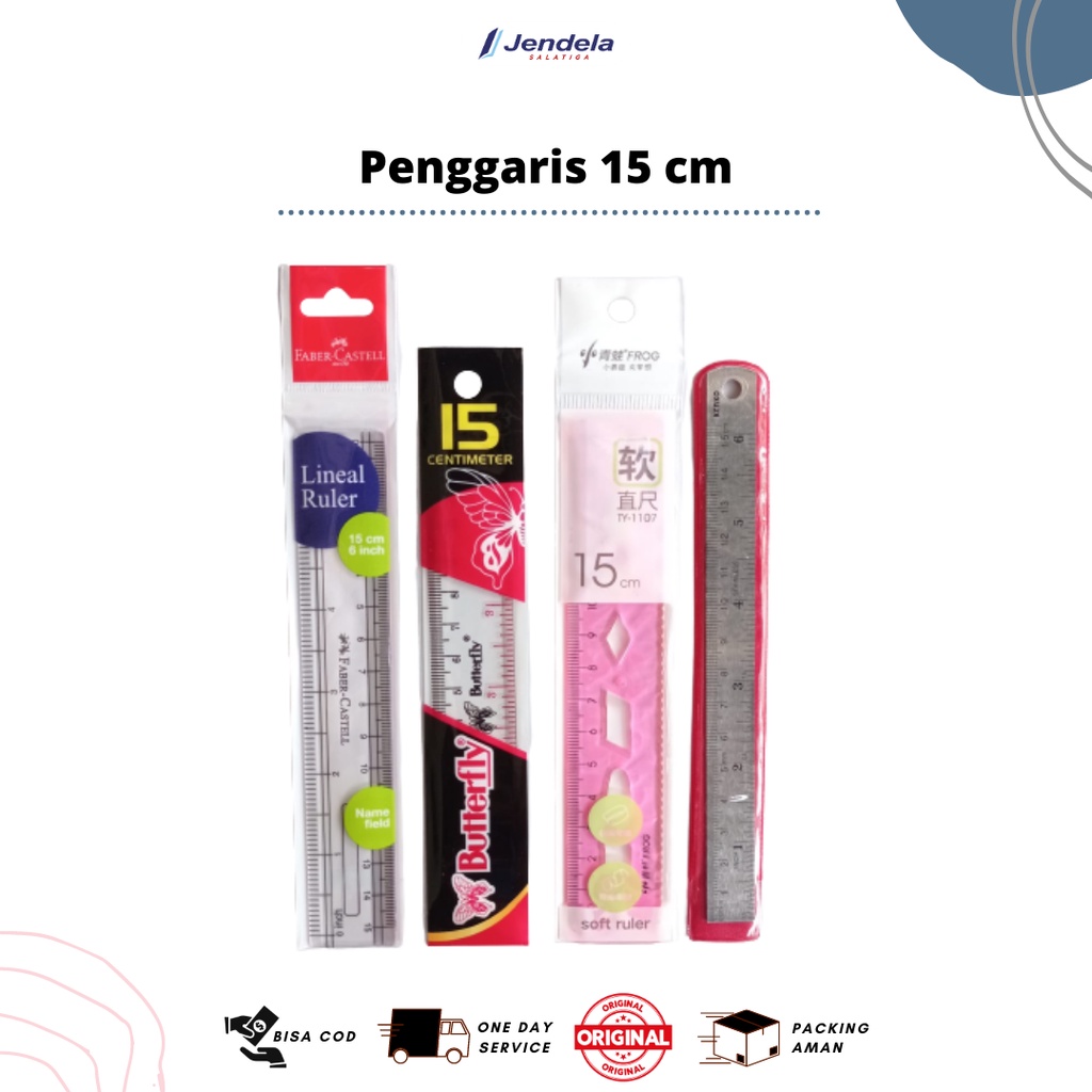 

Penggaris 15cm / Penggaris Besi 15cm / Penggaris Butterfly, Faber Castell 15cm - ATK