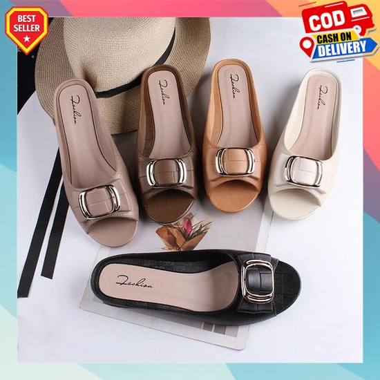 Sepatu Sandal Wanita Kekinian Wedges Wanita Casual 5 Cm Remaja Dewasa Elegan 2023 Empuk Hak 3 Cm Mew